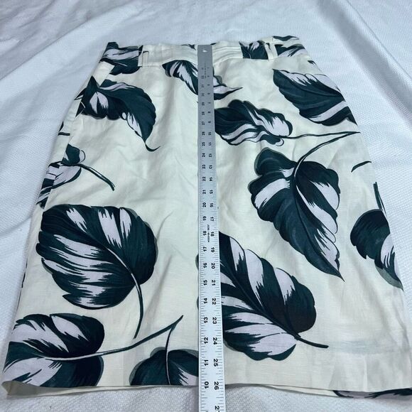 Ann Taylor Cream Tropical Palm Linen Blend Pocket Pencil Skirt Sz 8 Women’s NWT - Picture 5 of 8